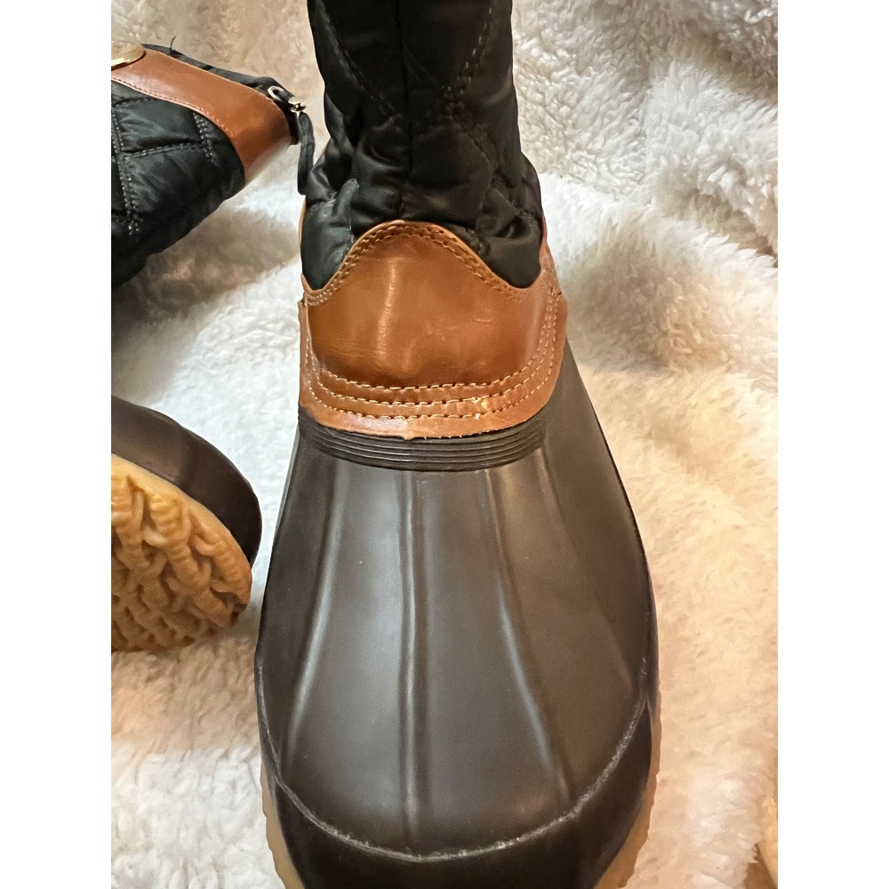 Tommy Hilfiger Arcadia Black Quilted Duck Boots Womens 8 Winter Snow Rain Brown - Picture 5 of 7